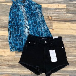 Zara black jean shorts